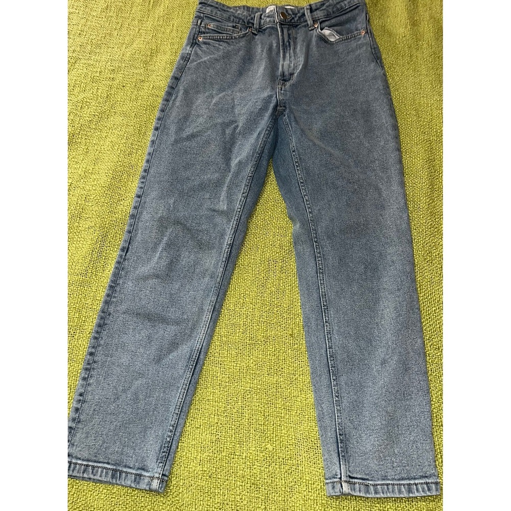 Stradivarius Mom‎ Slim Denim Jeans Women's Size 10 Blue High Rise 5-Pocket